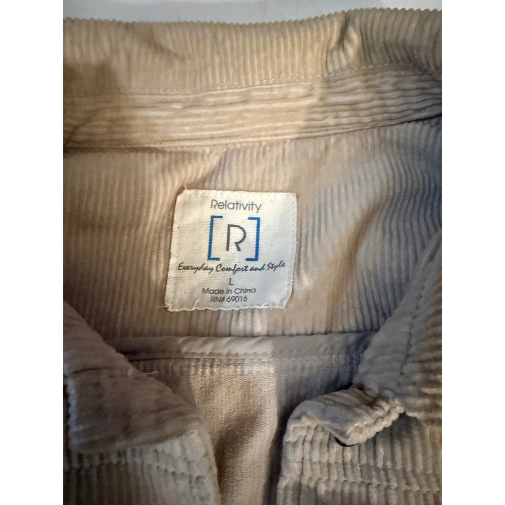 Relativity Corduroy Button Up Jacket Size L Casual Comfort Style cottagecore